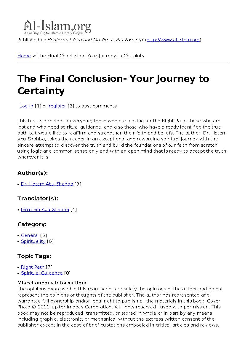 The Final Conclusion- Your Journey to Certainty