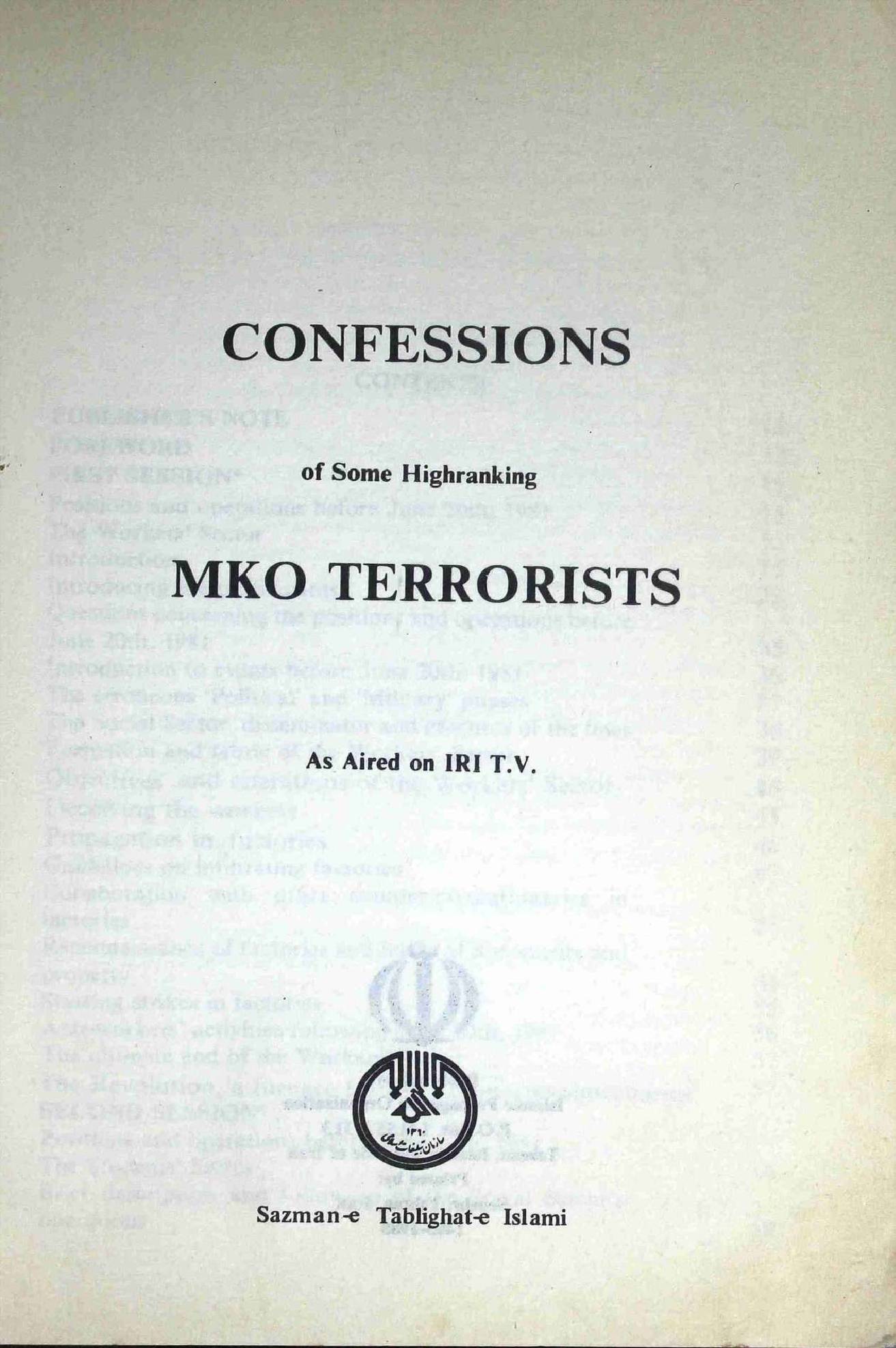 Confessions of some Highranking Mko Terrorists