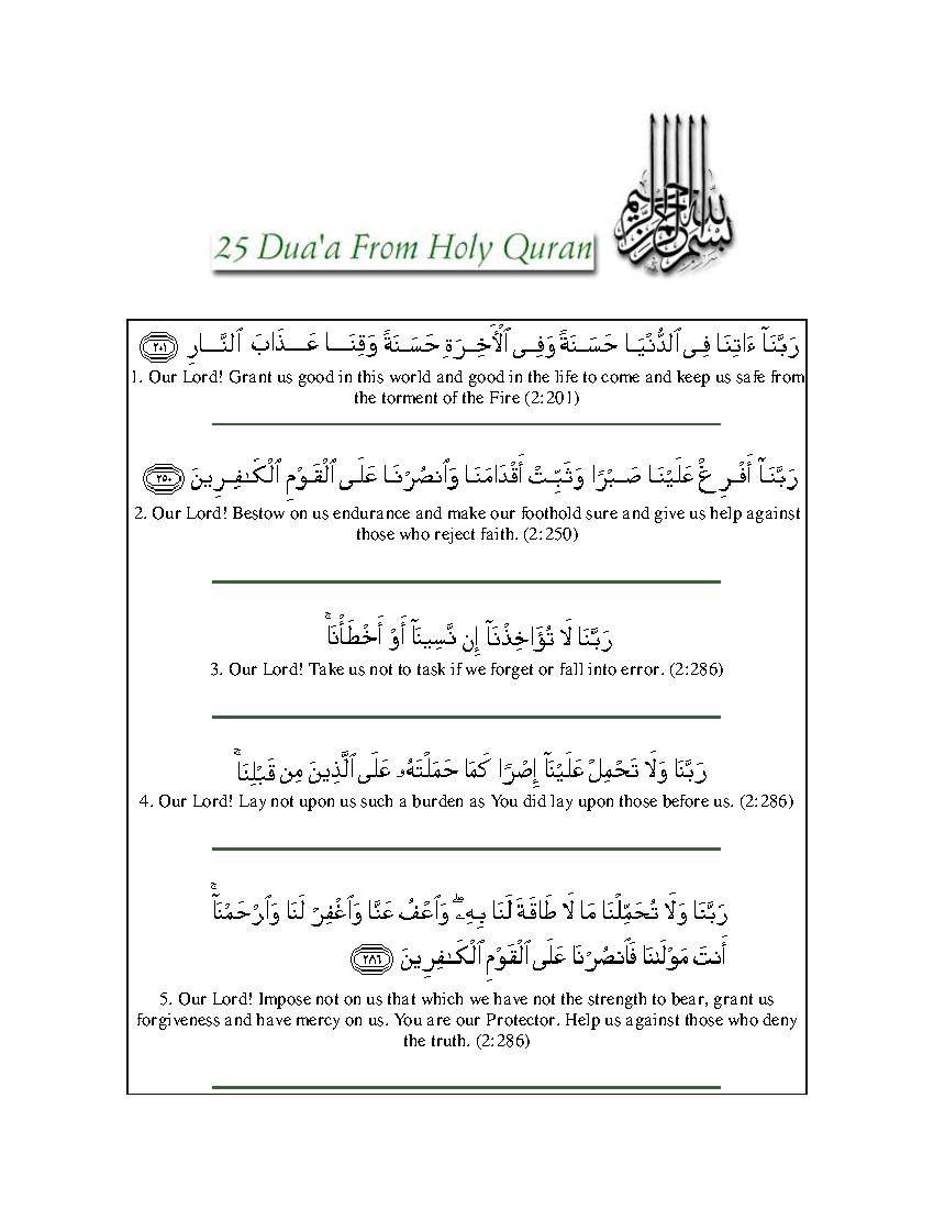 25 Duas  From the Holy Qur’an