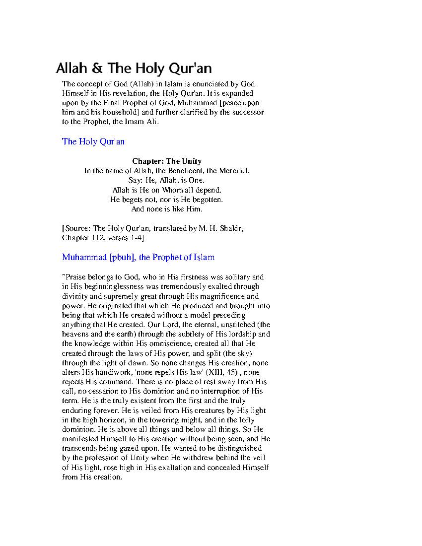 Allah & The Qur'an