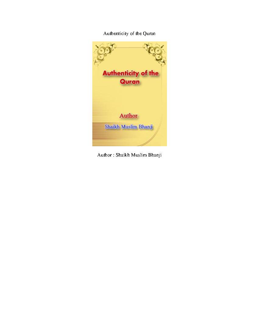 Authenticity Of The Quran