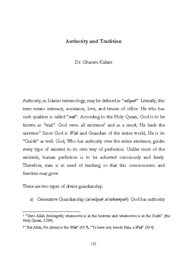 Authority and Tradition