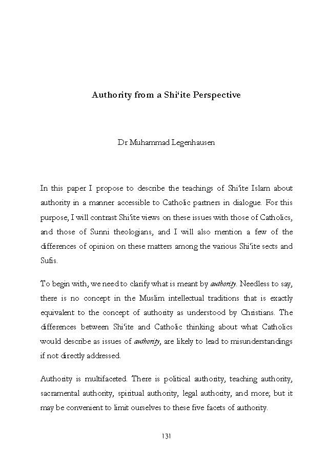 Authority from a Shiite Perspective