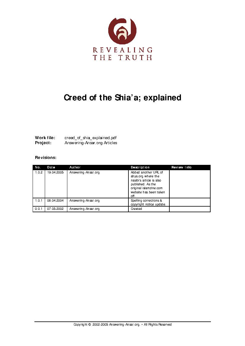 Creed of Shia Explained