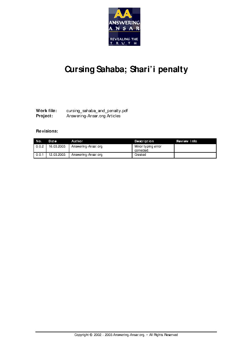 Cursing Sahaba