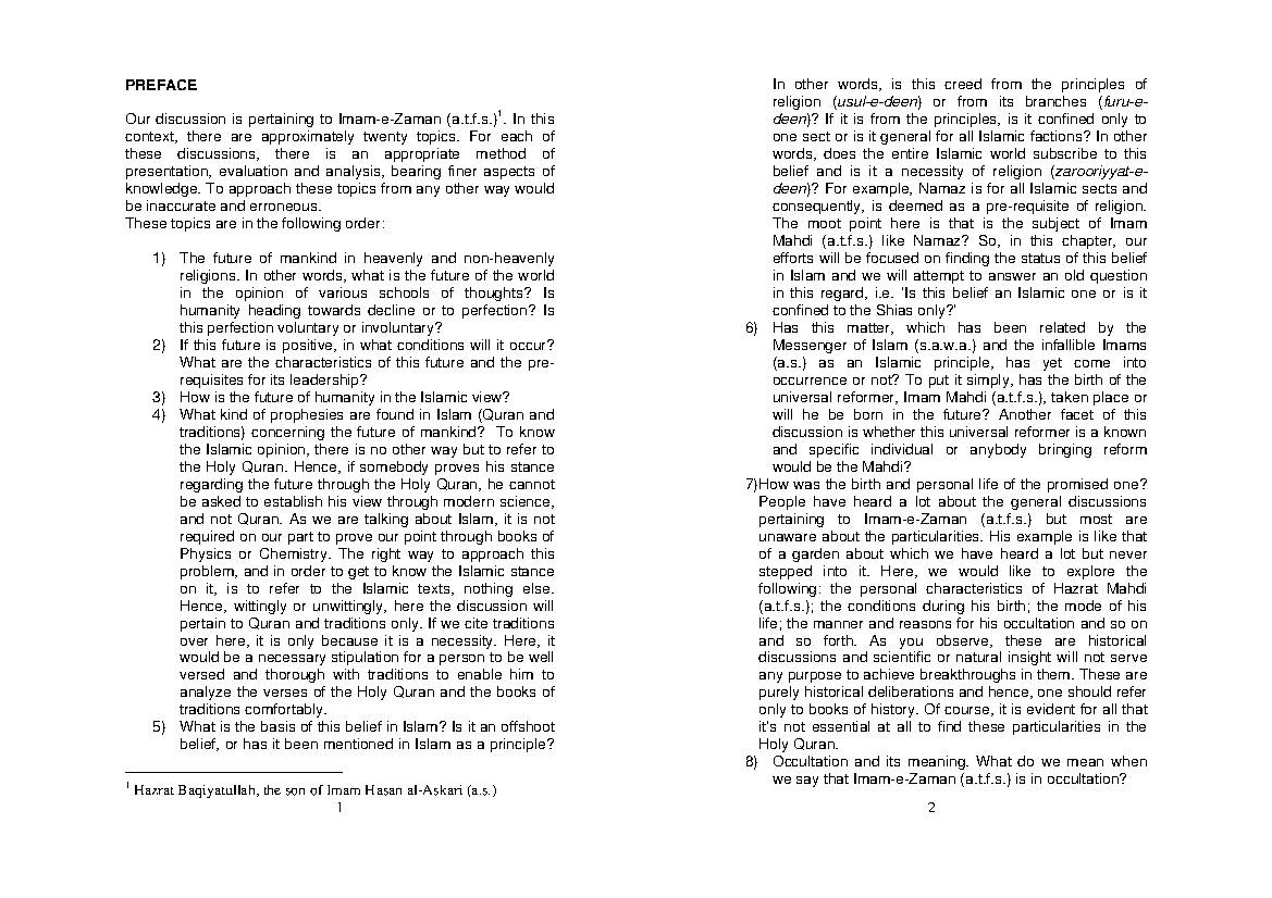 Discussion Pertaining to Imaam e Zamaana ATFS