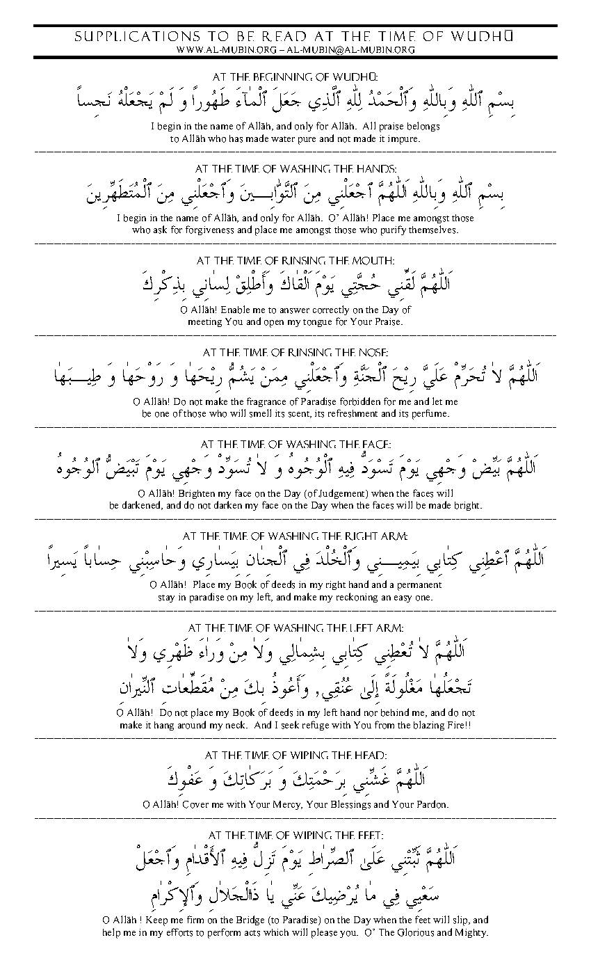Dua While Wudhu