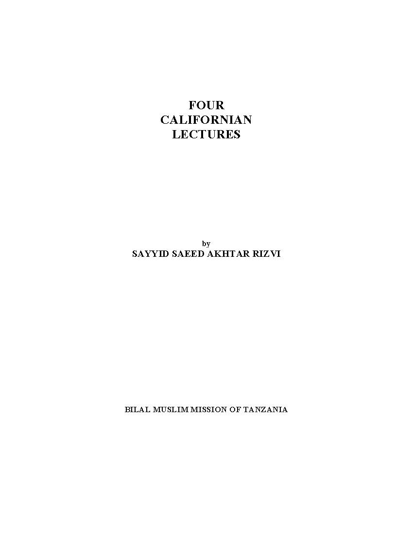 Four Californian Lectures