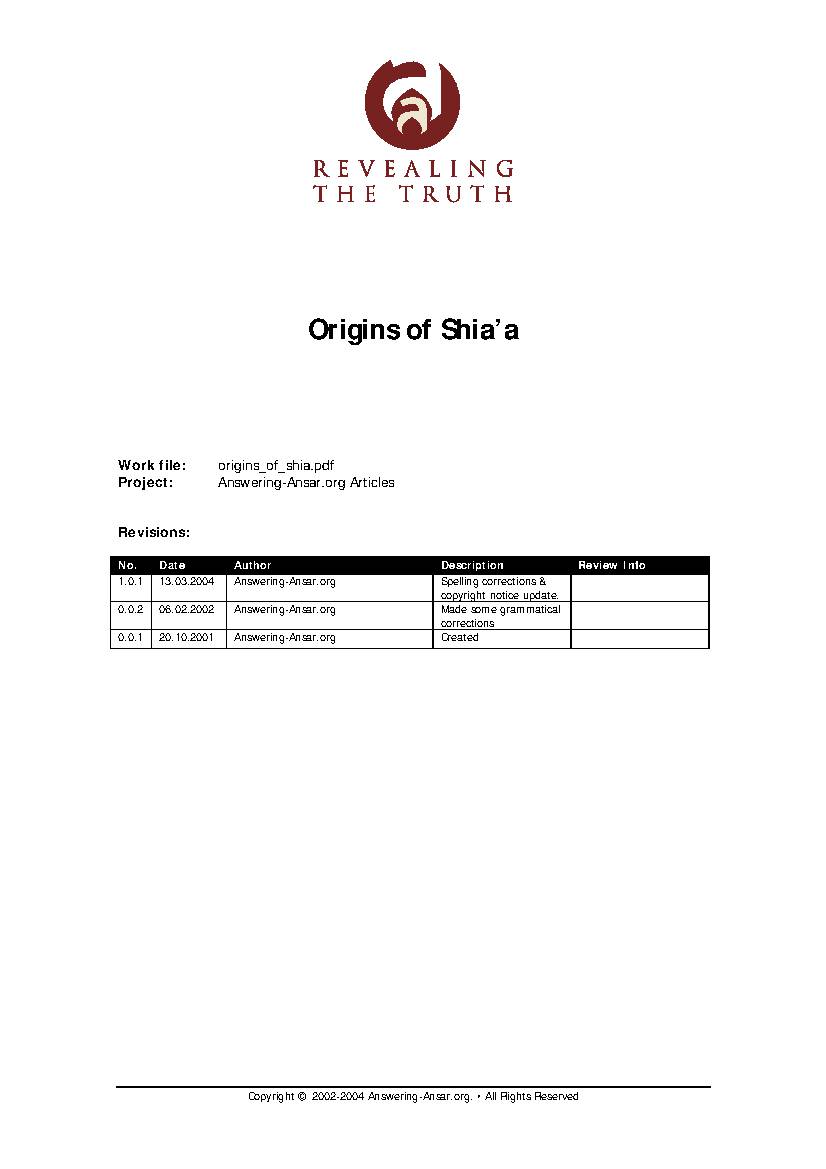 Origins of Shia