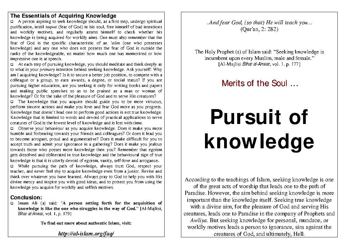 Pursuit of Knowledge - In a Nutshell