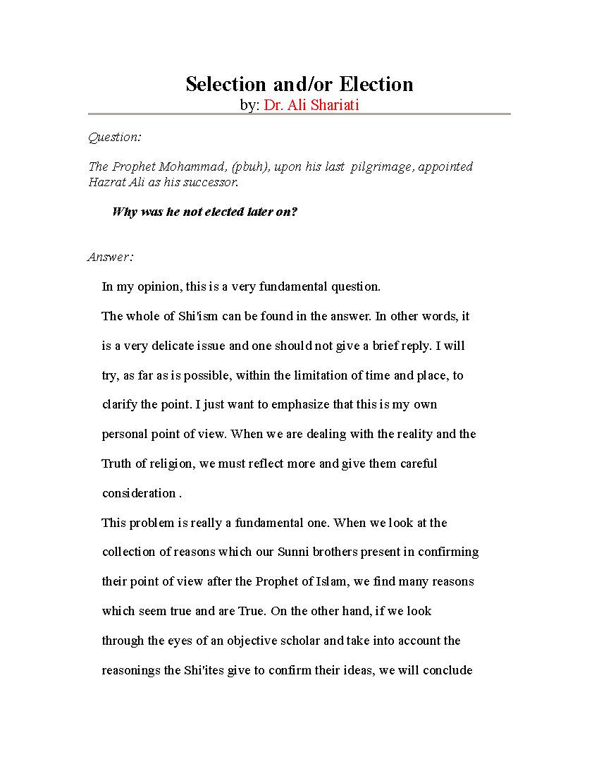 Selection And Or Election