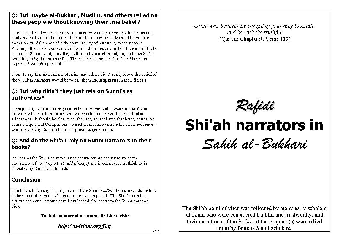 Shi'ah Narrators in Bukhari - In a Nutshell