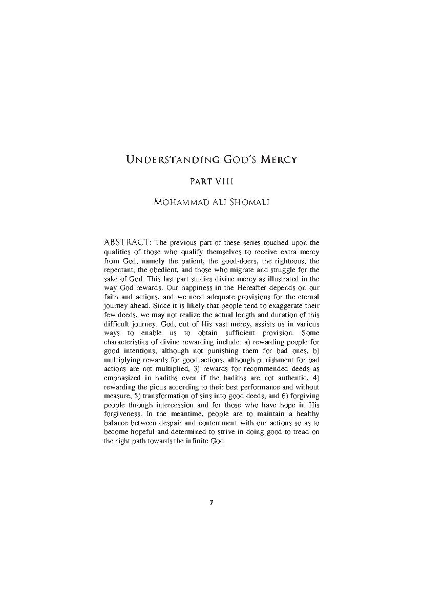 Understanding God's Mercy, Part VIII