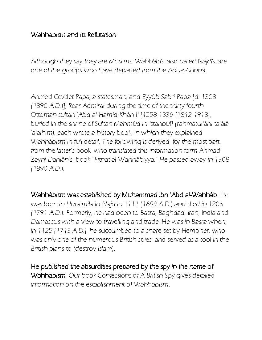 Wahhabism and Its Refutation