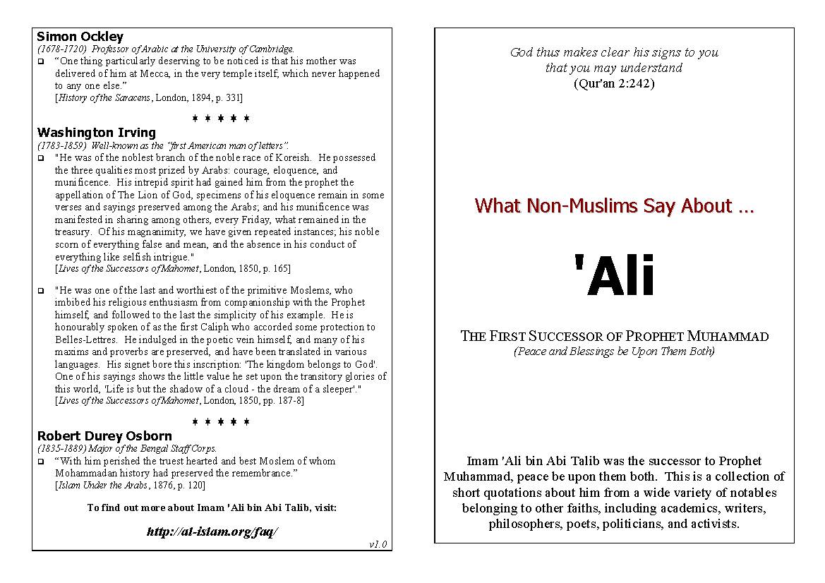 What Non-Muslims Say About Ali as - In a Nutshell