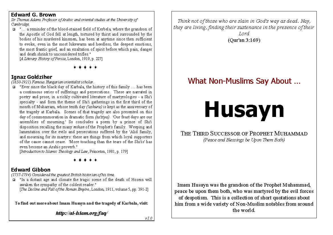 What Non-Muslims Say About Hussain as - In a Nutshell