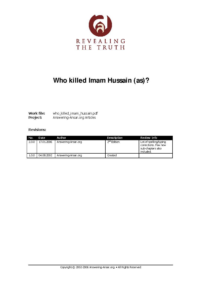 Who Killed Imaam Husayn
