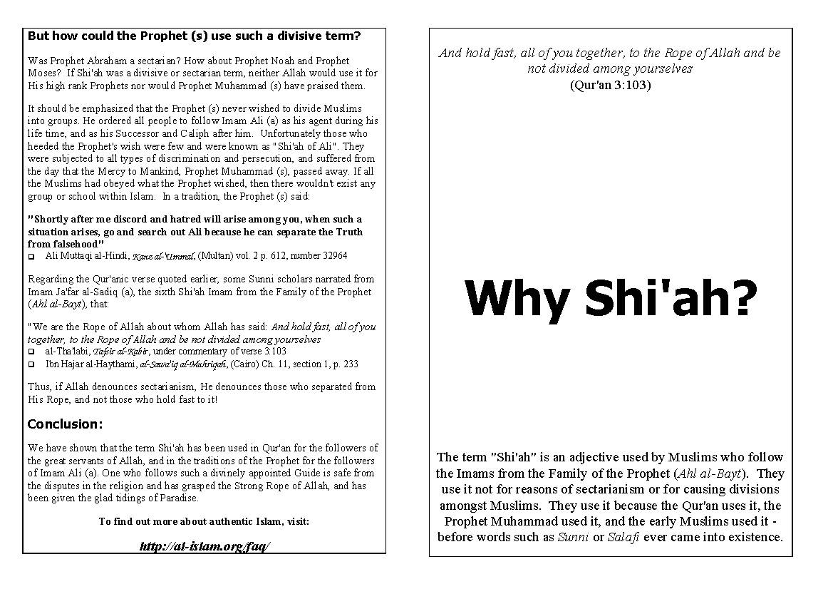 Why Shia - In a Nutshell