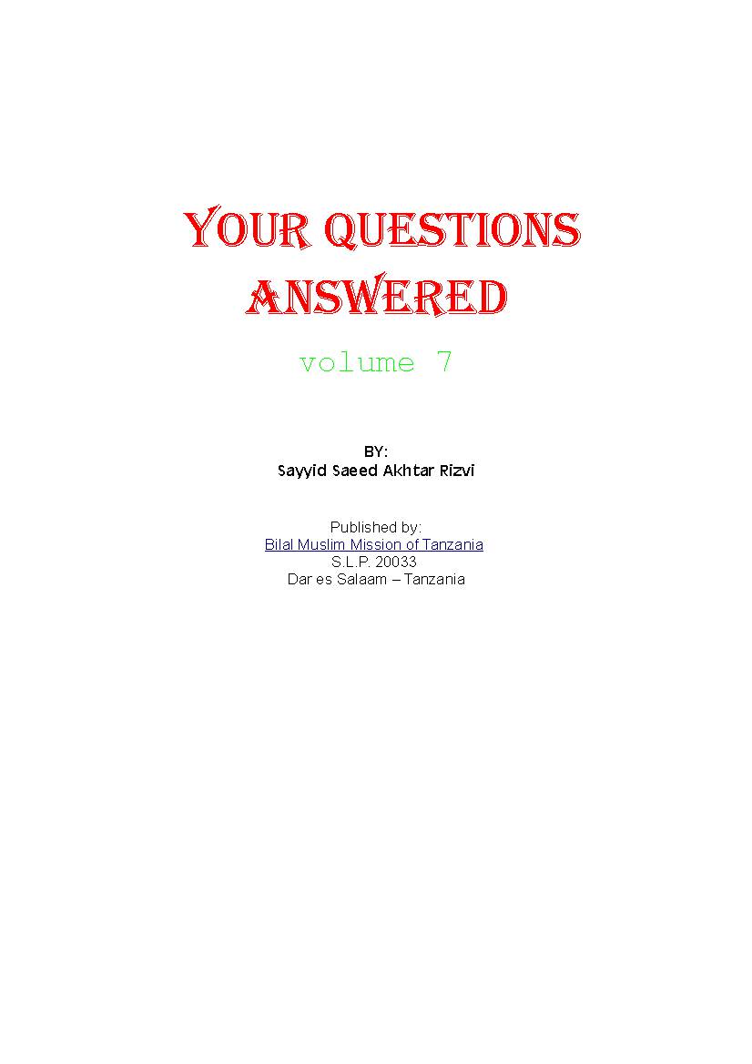Your Questions Answered - Vol. VII
