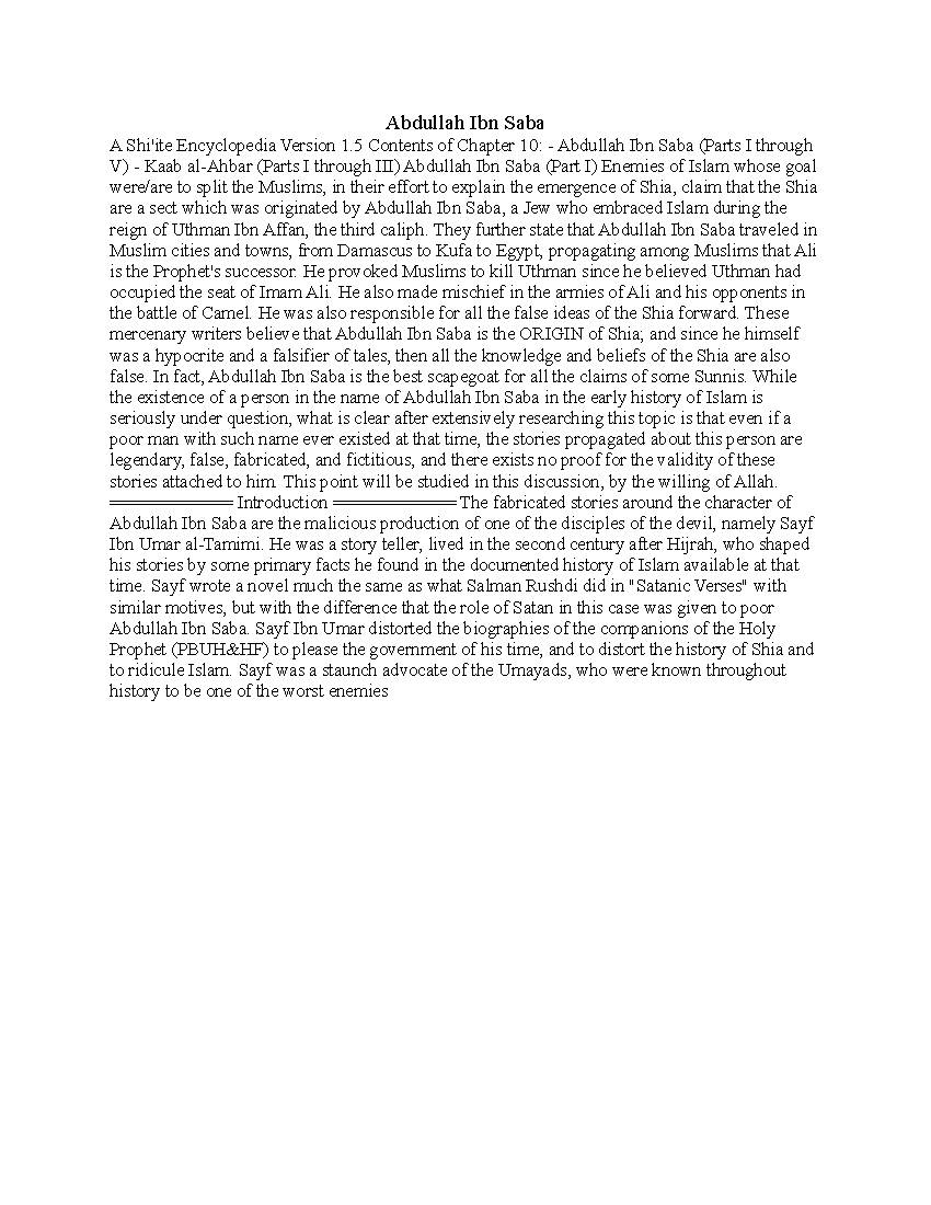 Hazrat Abdullah Ibn Saba