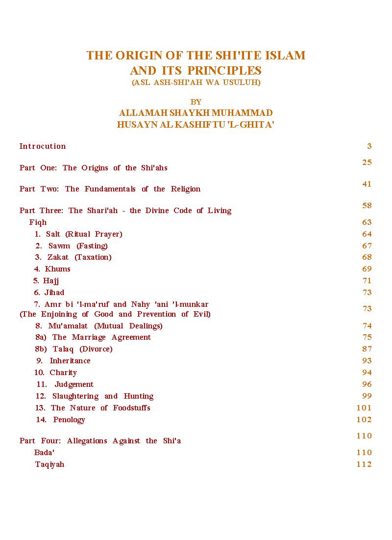 The Origin of Shiite Islam and Its Principles