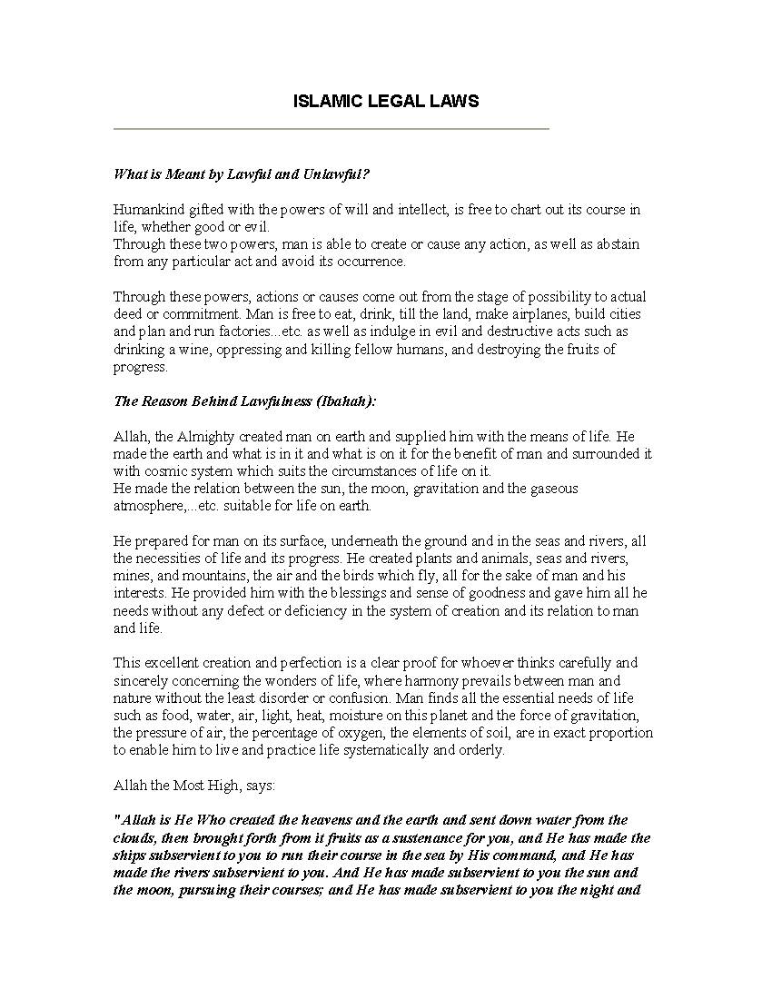 Islamic Legal Laws