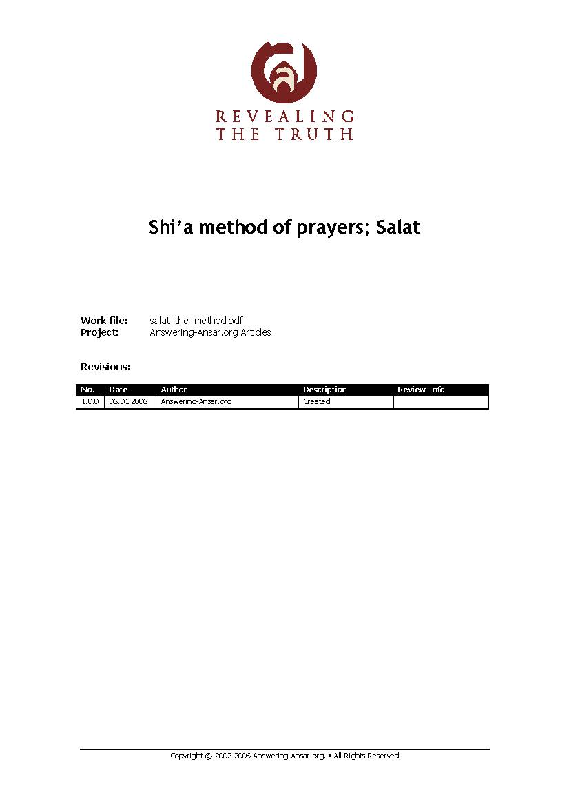 The Shia Method of Prayers Salat
