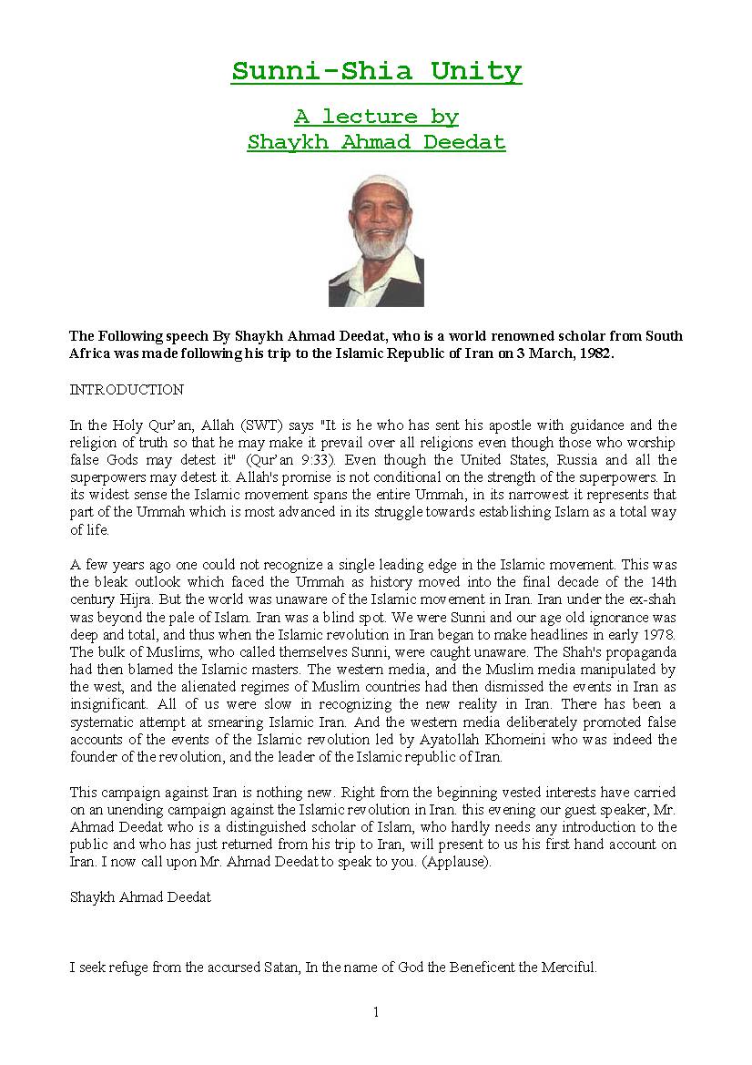 Sunni Shia Unity