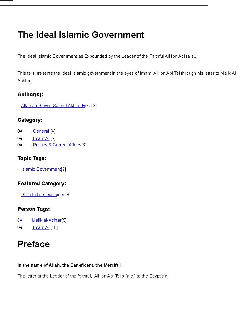 The Ideal Islamic Government