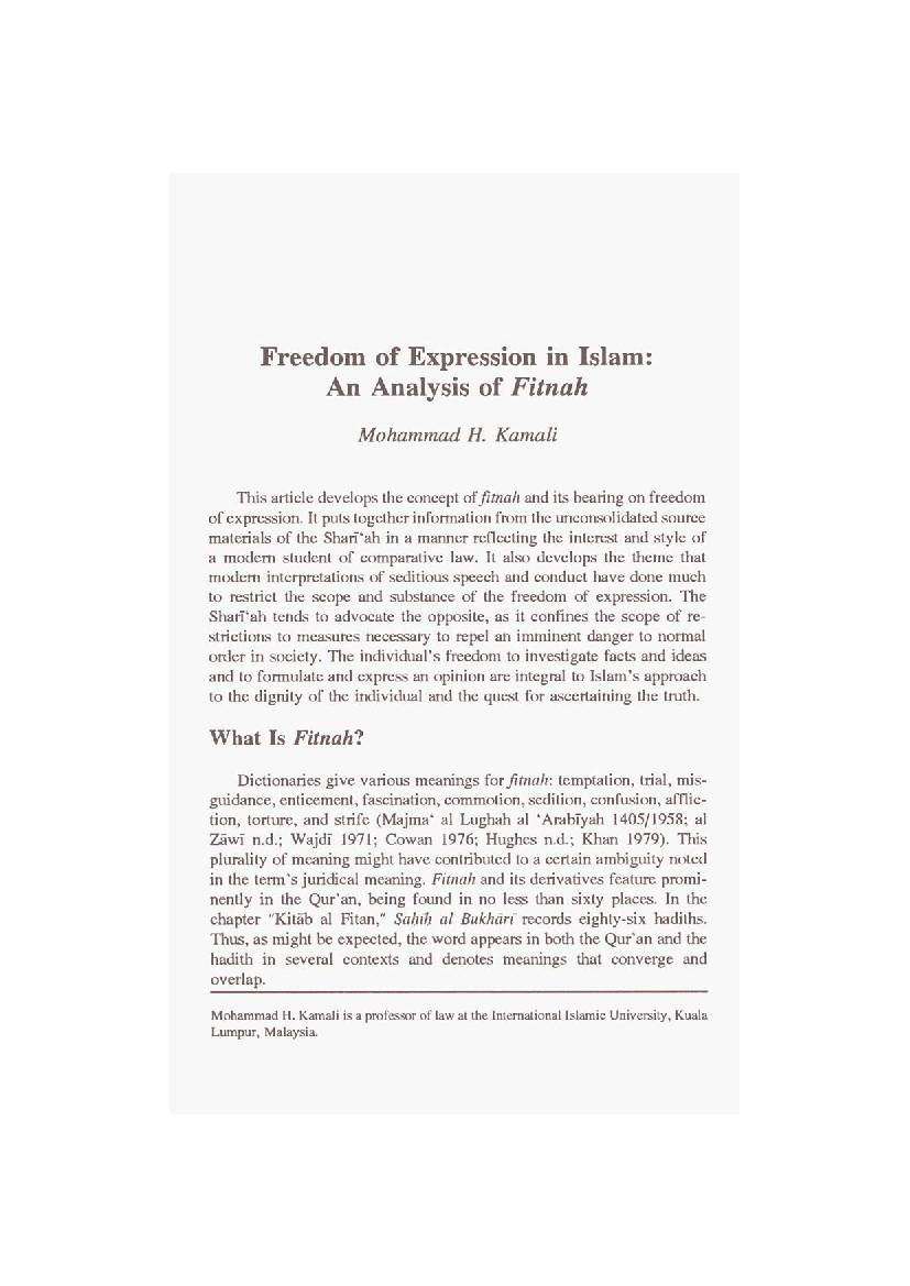 Freedom of Expression in Islam