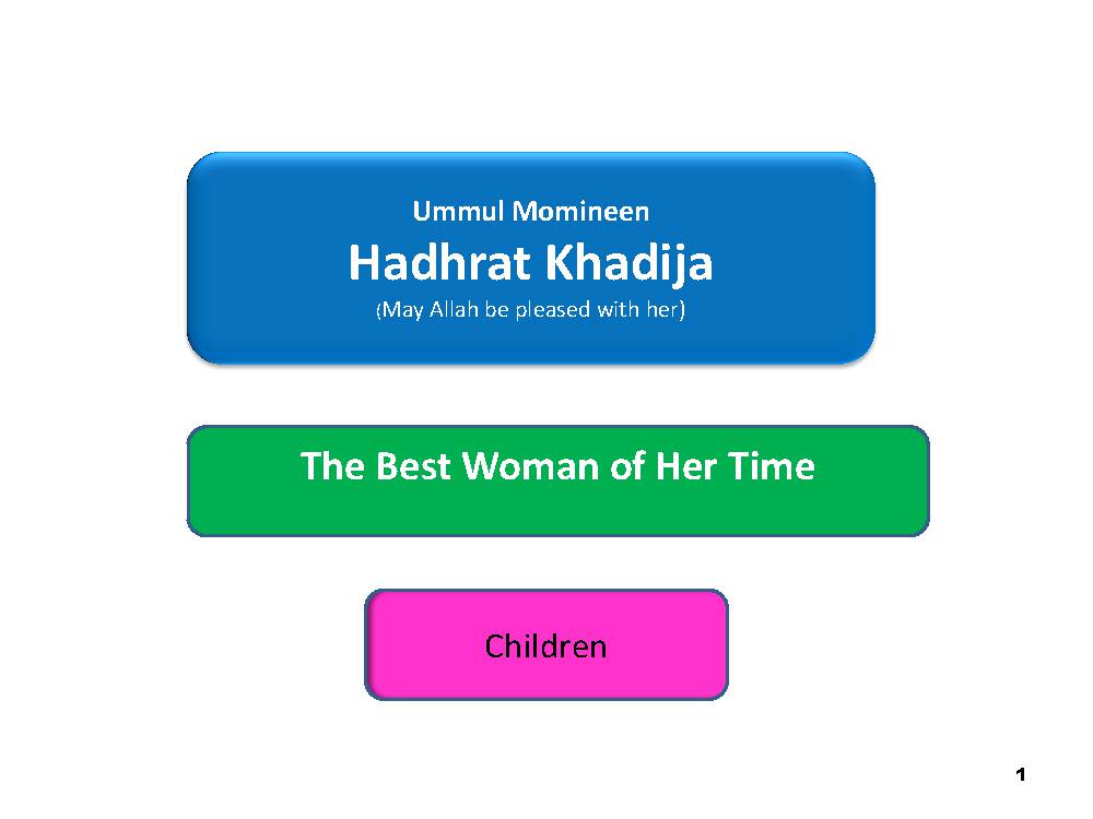 Ummul Momineen Hadhrat Khadija (as)