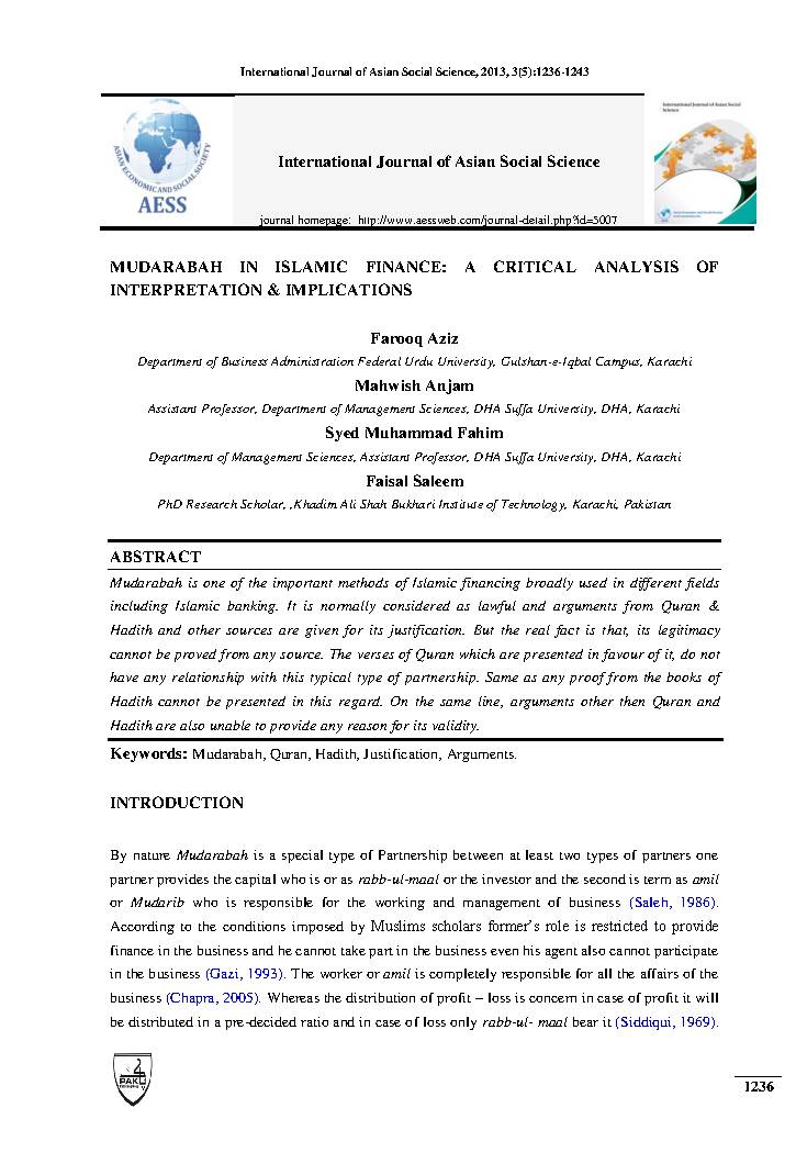 Mudarabah In Islamic Finance
