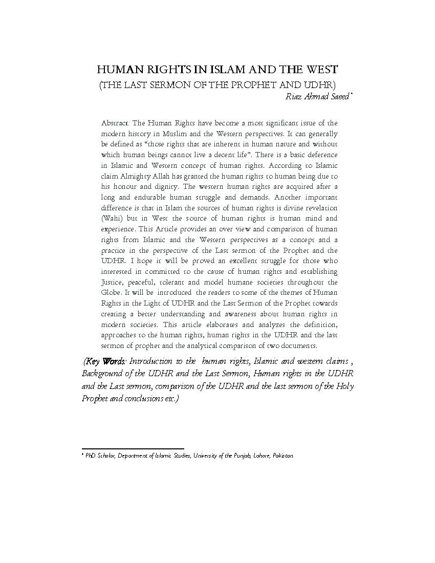 Human Rights In Islam And The West