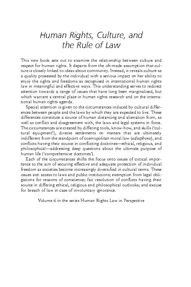 Human Rights, Culture, and the Rule of Law