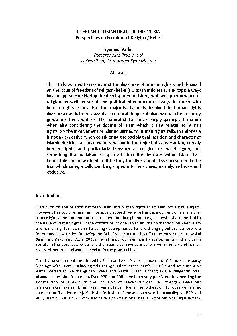 Islam And Human Rights In Indonesia