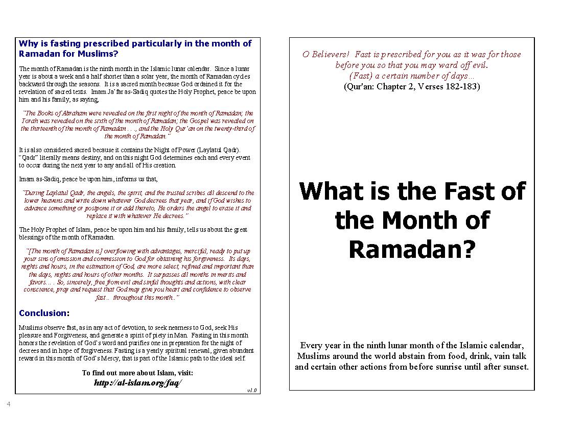 What is the Fast of the Month of Ramadan?