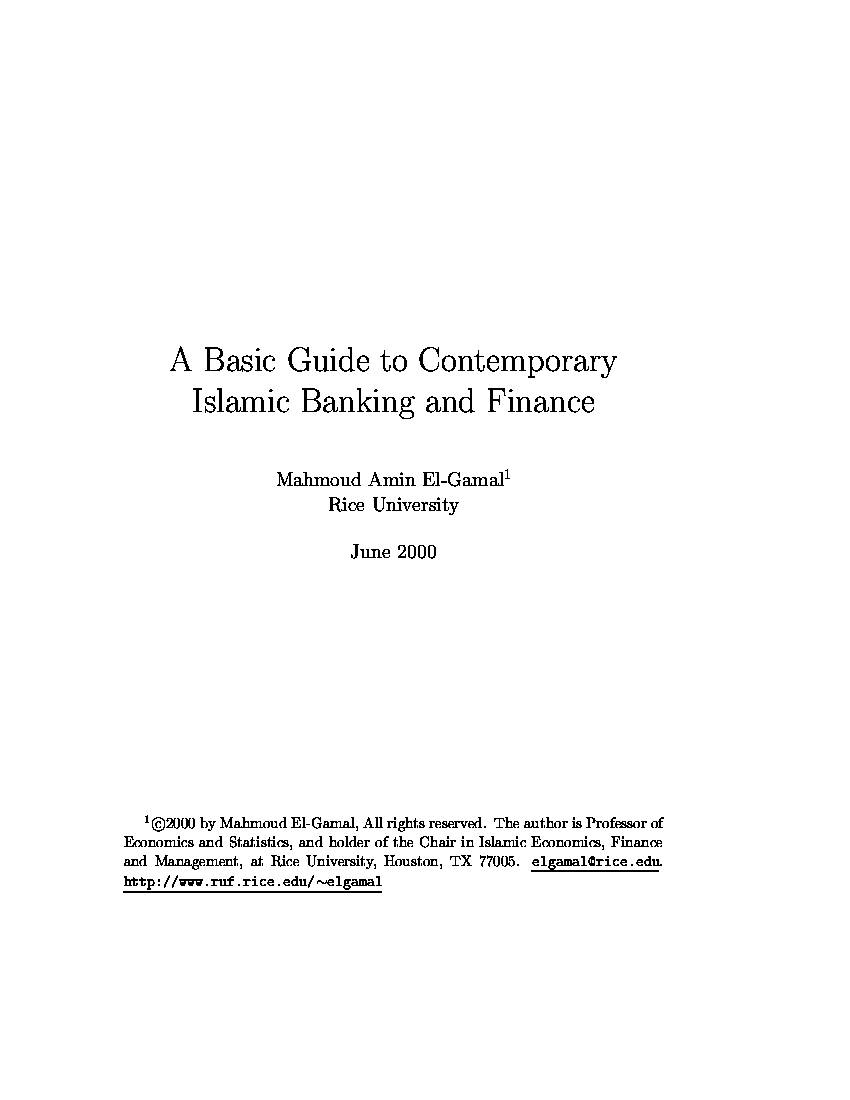 Islamic Banking and Finance
