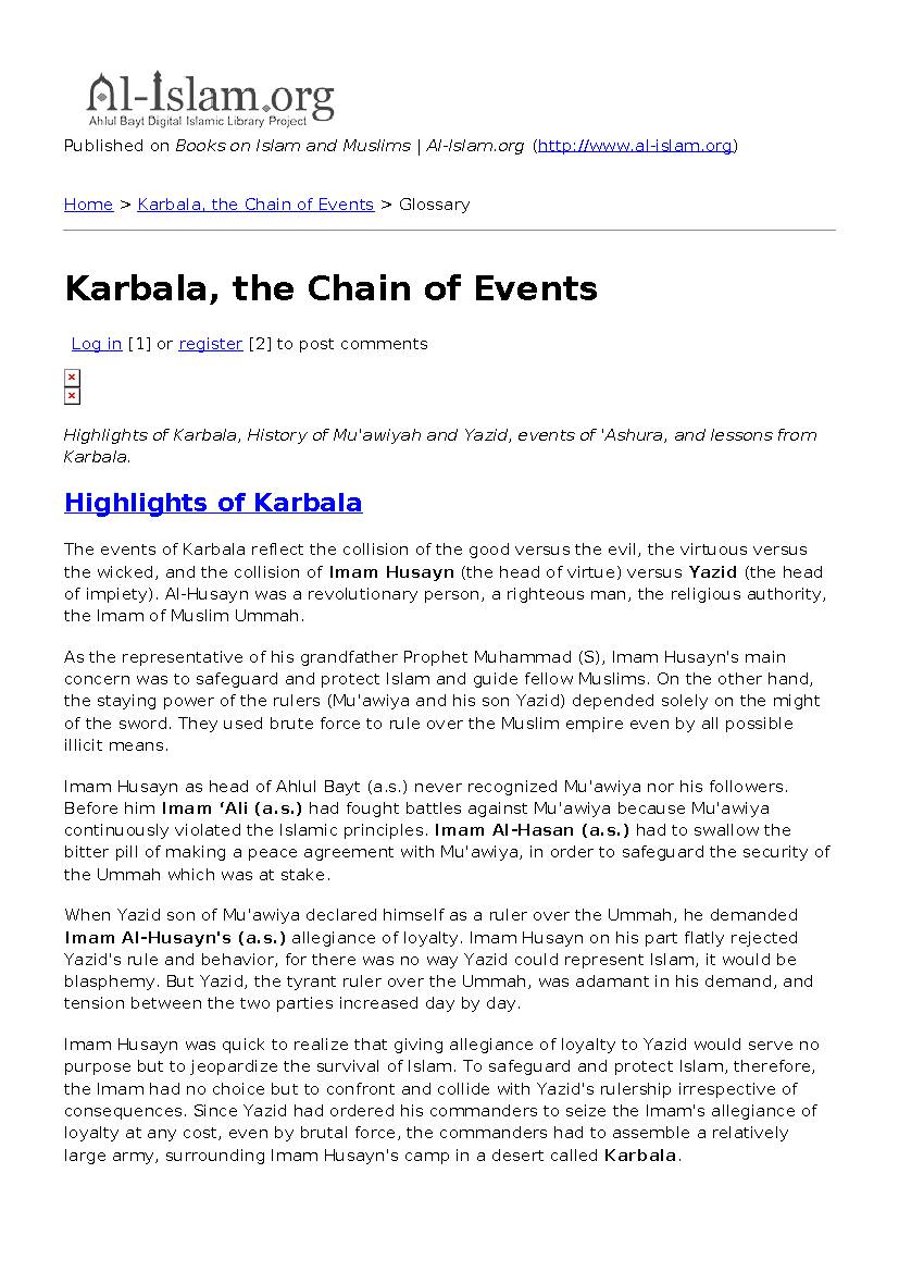 Karbala, the Chain of Events