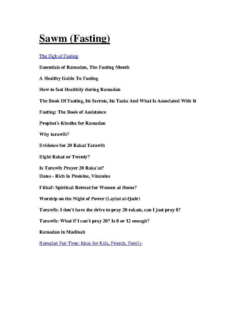 The Fiqh of Fasting