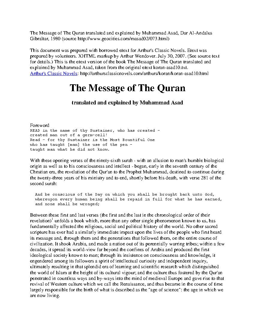 The Message of The Quran