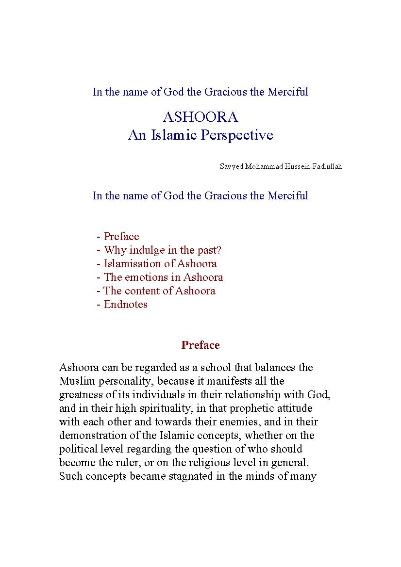 Ashura An Islamic Perspective