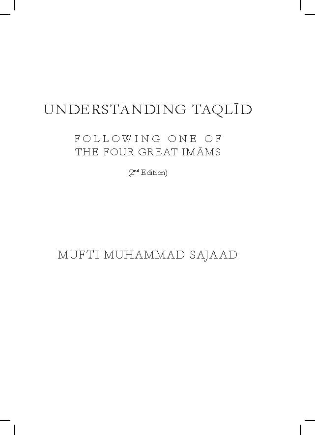 Understanding Taqlid