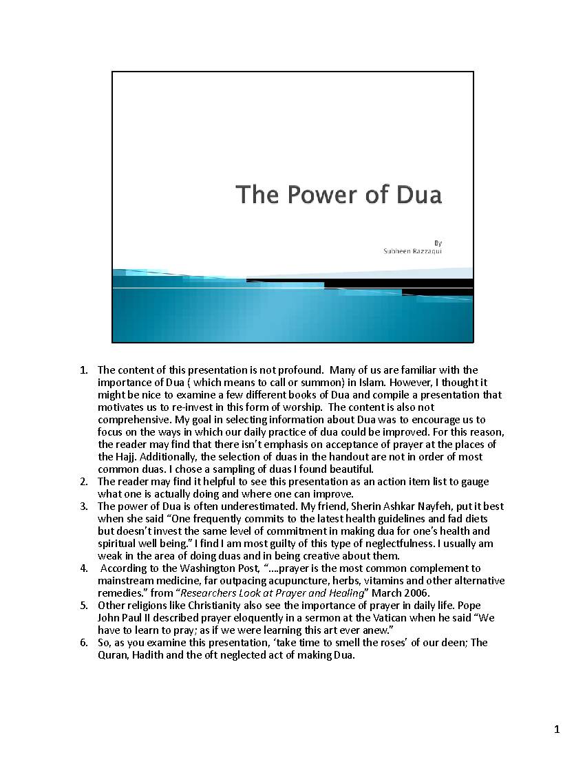 The Power Of Dua