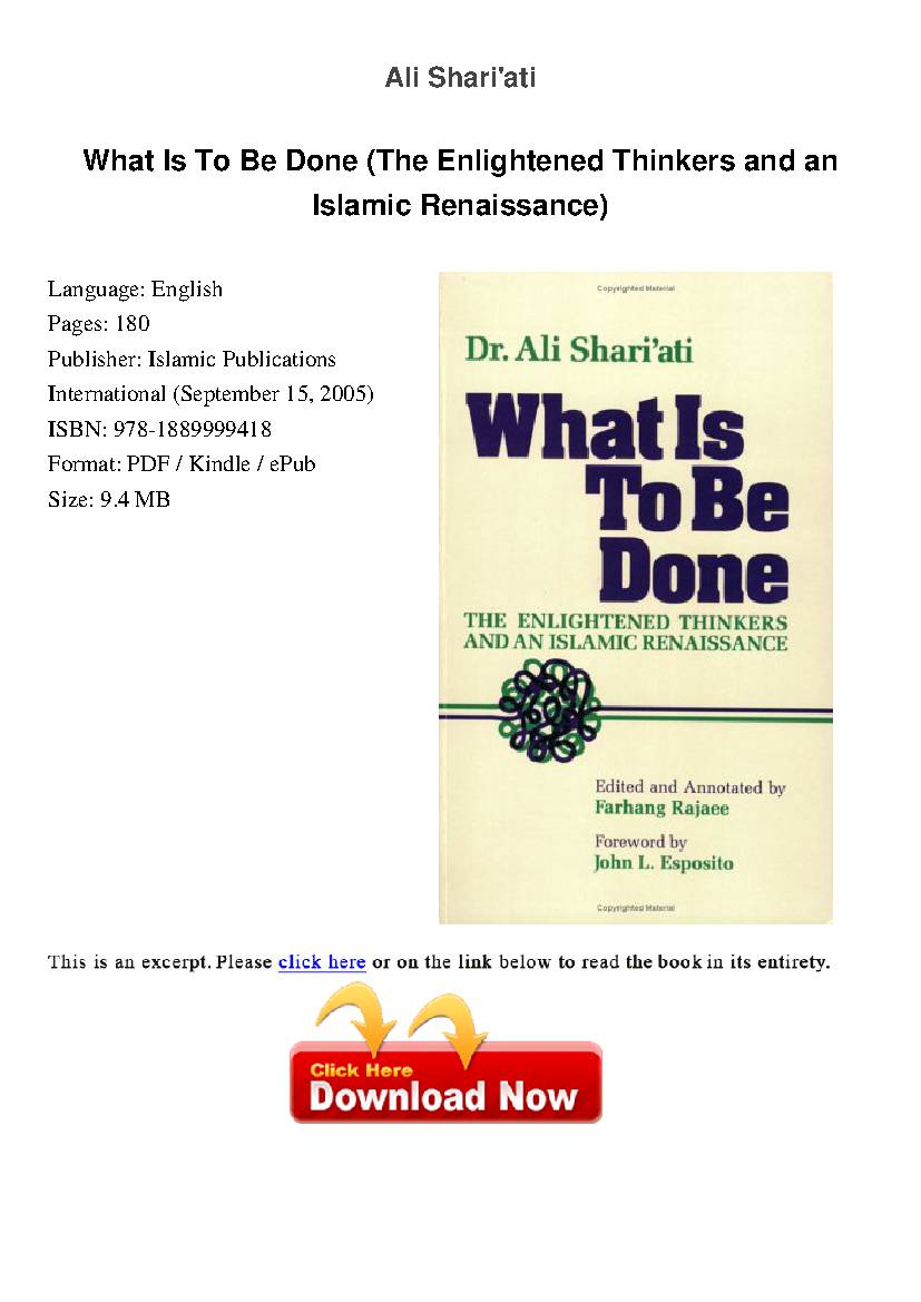 What Is To Be Done (The Enlightened Thinkers and an Islamic Renaissance)