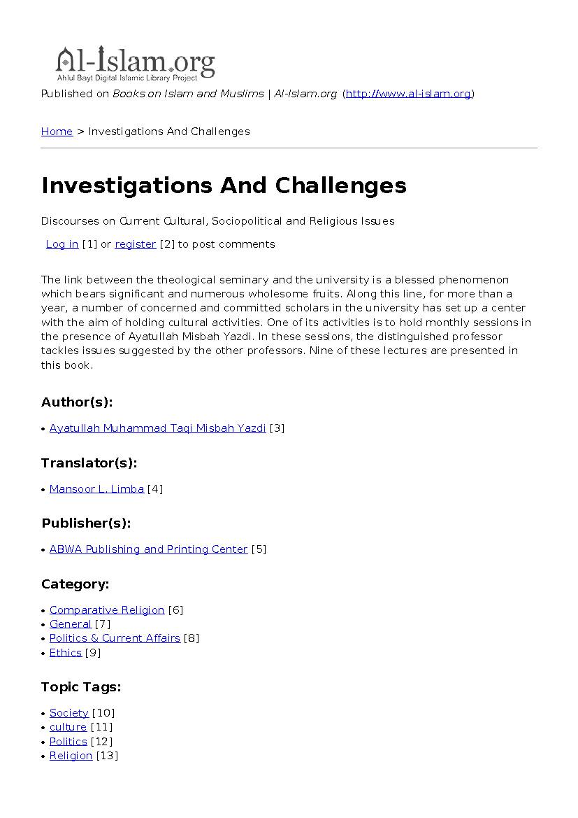 Investigations And Challenges