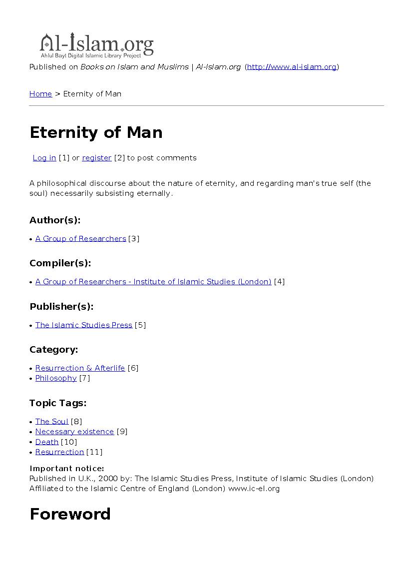Eternity Of Man