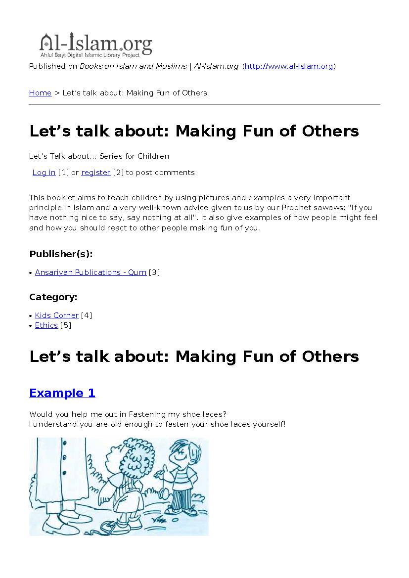 Let’s talk About Making Fun of Others