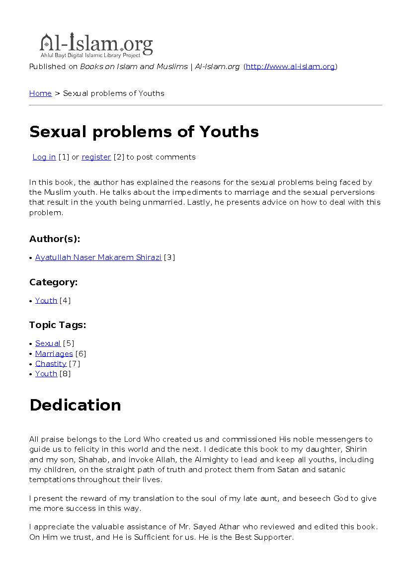 Sexual Problems Of Youths
