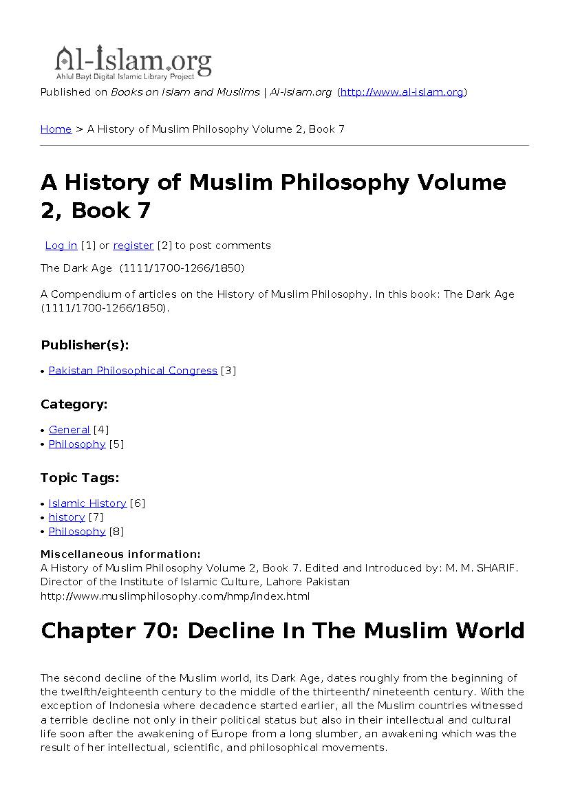 A History Of Muslim Philosophy - Volume 2-7