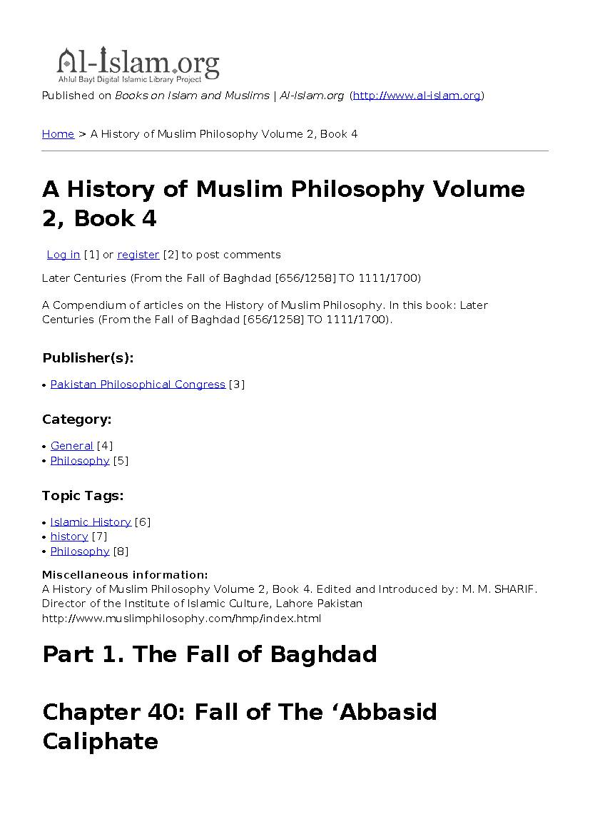A History Of Muslim Philosophy - Volume 2-4